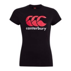 Koszulka z logo dla kobiet Canterbury. Czarne bluzki damskie CANTERBURY, m, bez wzorów, sportowe, bez kołnierzyka, bez ramiączek. Za 221.50 zł.