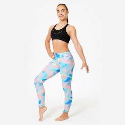 Stanik gimnastyczny Domyos. Czarne biustonosze sportowe damskie DOMYOS, bez wzorów, z elastanu. Za 54.99 zł.