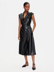 Boss Sukienka z imitacji skóry Dujeta 50518473 Czarny Regular Fit. Czarne sukienki damskie Boss, bez wzorów, ze skóry, bez kołnierzyka, bez ramiączek. Za 1,419.00 zł.