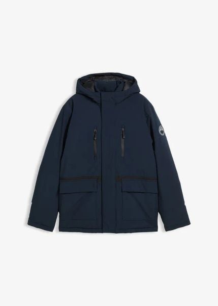 Wodoodporna, zimowa kurtka funkcyjna z ochroną przed wiatrem. Niebieskie kurtki męskie bonprix, na zimę, m, bez wzorów, bez kaptura. Za 429.99 zł.
