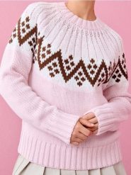 Sweter skandynawski z domieszką wełny - wielobarwny. Swetry klasyczne damskie Sinsay, l, z wełny, bez kołnierzyka. Za 69.99 zł.