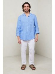 Lin Passion Koszula w kolorze błękitnym rozmiar: 34/36. Niebieskie koszule męskie Lin Passion, bez wzorów, z bawełny, bez kołnierzyka, bez ramiączek. Za 113.99 zł.