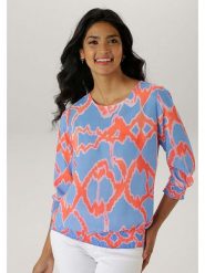 Aniston Bluzka w kolorze błękitno-brzoskwiniowym rozmiar: 42. Niebieskie bluzki damskie Aniston, bez wzorów, bez kołnierzyka, bez ramiączek. Za 105.88 zł.