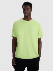 4F T-shirt oversize gładki męski - zielony XL. Zielone t-shirty męskie 4f, m, z aplikacjami, z bawełny, bez kołnierzyka. Za 69.99 zł.