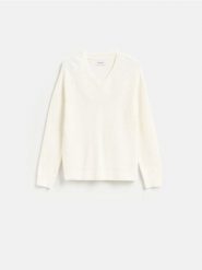 Strukturalny sweter z bawełną - złamana biel. Swetry męskie Reserved, l, bez wzorów, z bawełny, bez kołnierzyka. Za 159.99 zł.