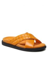 Lasocki Klapki WI16-SARDYNIA-01A Żółty. Żółte klapki damskie Lasocki, bez wzorów, ze skóry, bez obcasa. Za 179.99 zł.