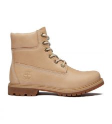 Trapery damskie TIMBERLAND Premium 6 Inch Lace Up Waterproof Boot. Brązowe trapery damskie Timberland, z gumy, bez obcasa. Za 509.99 zł.