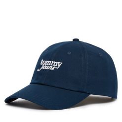 Czapka z daszkiem Tommy Hilfiger. Niebieskie czapki z daszkiem damskie Tommy Hilfiger, bez wzorów. Za 129.99 zł.