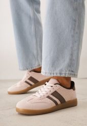 Różowe Sneakersy Kultowe Tenisówki z Plecioną Strukturą Loraebelle. Czerwone trampki i tenisówki damskie Born2be, bez wzorów, z materiału. Za 99.99 zł.