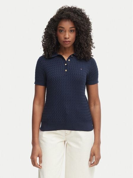 Tommy Hilfiger Sweter WW0WW41474 Granatowy Regular Fit. Niebieskie swetry klasyczne damskie Tommy Hilfiger, xl, z bawełny, bez kołnierzyka. Za 345.99 zł.