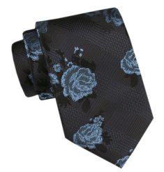 Męski Krawat - Angelo di Monti - Niebieskie Róże. Niebieskie krawaty i muchy męskie Angelo di Monti, bez wzorów, z tkaniny, eleganckie. Za 45.00 zł.
