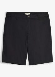 Bermudy ze stretchem z elastyczną wstawką w pasie, regular fit. Czarne szorty męskie bonprix, na lato, bez wzorów. Za 94.99 zł.