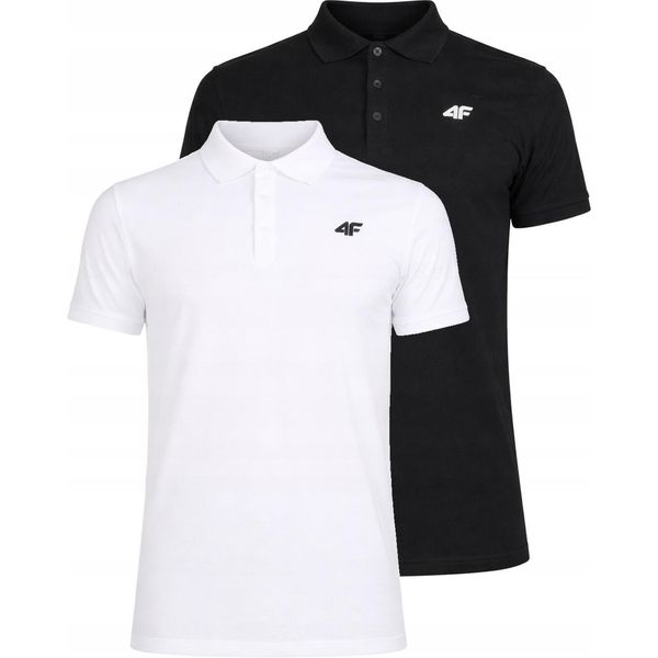 Koszulka polo dla mężczyzn 4F M0770 2-pak. Białe koszulki polo męskie Regatta, m, bez wzorów, z bawełny, bez ramiączek. Za 149.99 zł.