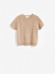 Wełniany sweter z domieszką kaszmiru - beżowy. Brązowe swetry klasyczne damskie Reserved, l, z kaszmiru, bez kołnierzyka. Za 199.99 zł.