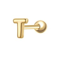 Glanzstücke München Piercing Litera T ze srebra próby 925 w kolorze zlotym Kolczyki 1 ct Damski. Żółte kolczyki damskie Glanzstücke München, pozłacane. Za 110.49 zł.