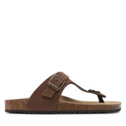 Japonki Geox. Brązowe klapki damskie Geox, bez wzorów, bez obcasa. Za 259.99 zł.