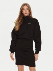 Guess Sukienka dzianinowa V4BK06 KCHX0 Czarny Regular Fit. Czarne sukienki damskie Guess, xxs, z aplikacjami, z bawełny, bez kołnierzyka, bez ramiączek. Za 299.99 zł.