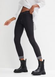 Legginsy w optyce dżinsu z mieszanki bawełny. Czarne legginsy damskie bonprix, bez wzorów, z bawełny. Za 119.99 zł.
