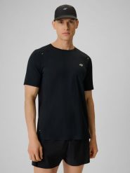 4F Koszulka do biegania szybkoschnąca męska - czarna M. Czarne t-shirty sportowe męskie 4f, m, z materiału, bez ramiączek, do biegania. Za 119.99 zł.