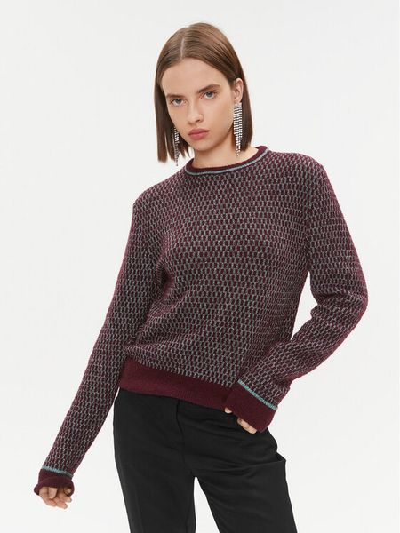 Pinko Sweter Scimpanze 102226 A1BH Bordowy Regular Fit. Czerwone swetry klasyczne damskie Pinko, s, z wełny, bez kołnierzyka. Za 639.99 zł.