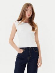 Guess Bluzka W5YR12 Z0130 Biały Regular Fit. Białe bluzki damskie Guess, s, z aplikacjami, z syntetyku, bez ramiączek. Za 259.99 zł.