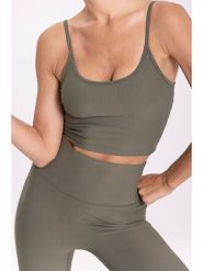 Onamaste Top sportowy w kolorze khaki rozmiar: L/XL. Brązowe topy damskie Onamaste, l, bez wzorów, z materiału, bez kołnierzyka. Za 140.95 zł.