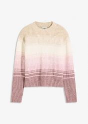 Sweter. Brązowe swetry klasyczne damskie bonprix, bez kołnierzyka. Za 99.99 zł.
