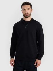 BLUZA MĘSKA 4F Z ZAMKIEM O DŁUGOŚCI 46054 BAWEŁNIANA TSWSM1902 KOLOR CZARNY. Czarne bluzy bez kaptura męskie 4f, l, z bawełny. Za 159.99 zł.