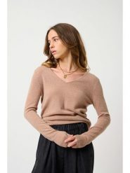 AUTHENTIC CASHMERE Kaszmirowy sweter "Galise" w kolorze jasnobrązowym rozmiar: XL. Brązowe swetry klasyczne damskie AUTHENTIC CASHMERE, xl, z kaszmiru, bez kołnierzyka. Za 232.78 zł.