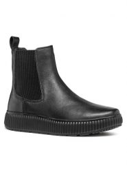Geox Sztyblety D Graisy D46XFB 00046 C9999 Czarny. Czarne botki damskie Geox, z materiału, bez obcasa, na płaskiej podeszwie, bez zapięcia. Za 459.99 zł.