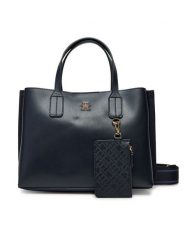 Tommy Hilfiger Torebka Th Distinct Mini Tote AW0AW17192 Granatowy. Niebieskie torebki klasyczne damskie Tommy Hilfiger, bez wzorów, ze skóry, bez dodatków. Za 439.99 zł.