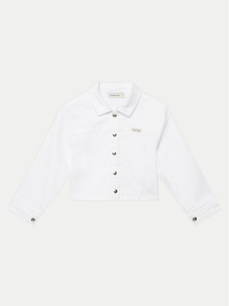 Calvin Klein Jeans Kurtka jeansowa IG0IG02844 Biały Relaxed Fit. Białe spodnie dziewczęce Calvin Klein Jeans, z bawełny. Za 219.99 zł.