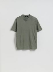 Sweter z krótkim rękawem - jasnozielony. Zielone swetry męskie Reserved, l, bez wzorów, z bawełny, bez kołnierzyka. Za 99.99 zł.