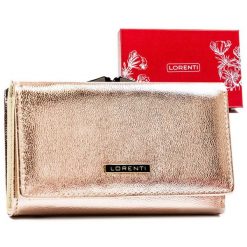Portfel skórzany Lorenti 55020-MST złoty. Żółte portfele damskie LORENTI, bez wzorów, ze skóry. Za 87.99 zł.