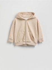 Bluza z kapturem - beżowy. Brązowe bluzy i bluzki niemowlęce Reserved, bez wzorów, z bawełny, bez ramiączek, z kapturem. Za 49.99 zł.