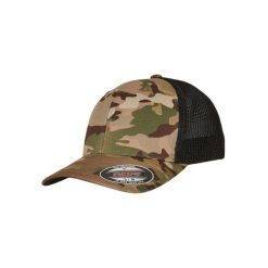 Czapka Flexfit Trucker Mesh. Zielone czapki z daszkiem damskie FLEXFIT, bez wzorów, z bawełny. Za 88.90 zł.