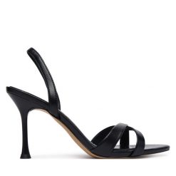 Sandały Aldo. Czarne sandały damskie Aldo, bez wzorów, bez obcasa, na szpilce. Za 359.99 zł.