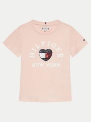 Tommy Hilfiger T-Shirt KG0KG07857 D Różowy Regular Fit. Czerwone koszulki dziewczęce Tommy Hilfiger, bez wzorów, z bawełny, bez ramiączek. Za 169.99 zł.