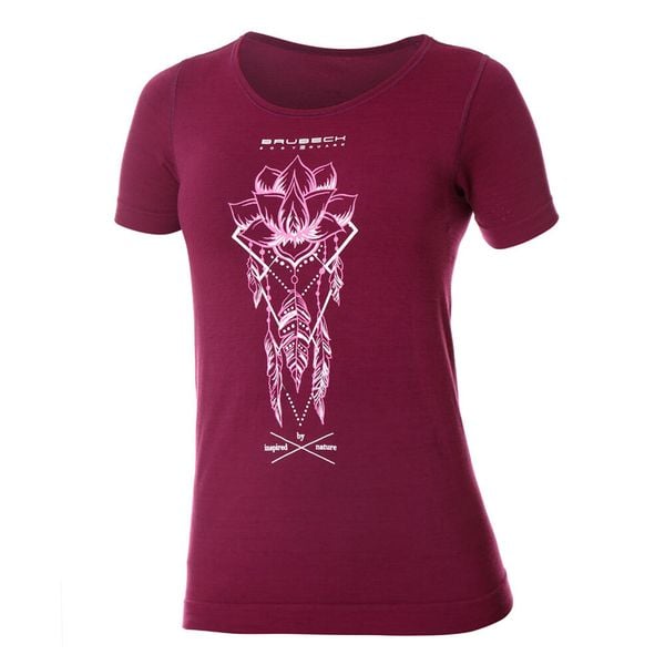 Koszulka turystyczna OUTDOOR WOOL PRO z wełną merino Damska. Fioletowe t-shirty damskie Brubeck, l, bez wzorów, z poliamidu, bez kołnierzyka. Za 224.99 zł.