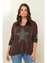 Curvy Lady Sweter w kolorze brązowym rozmiar: 48/50. Brązowe swetry klasyczne damskie Curvy Lady, bez kołnierzyka. Za 145.26 zł.
