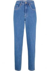 Dżinsy Mom ze stretchem, high waist. Czarne jeansy damskie bonprix, z podwyższonym stanem. Za 84.99 zł.