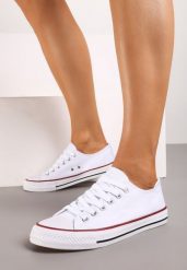 Białe Trampki w Klasycznym Stylu z Niską Cholewką Tyrell. Białe trampki i tenisówki damskie Born2be, bez wzorów, z jeansu, przed kostkę. Za 39.99 zł.