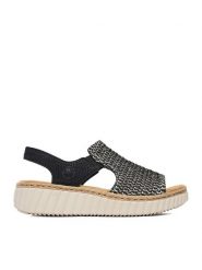 Rieker Sandały CEO-69276-00 Czarny. Czarne sandały damskie Rieker, bez wzorów, z materiału, bez obcasa, na płaskiej podeszwie. Za 299.99 zł.