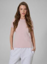 4F T-shirt slim gładki damski - różowy XS. Czerwone t-shirty damskie 4f, xs, bez wzorów, z dzianiny, bez kołnierzyka. Za 49.99 zł.