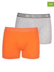 U.S. Polo Assn. Bokserki (2 pary) w kolorze szarym i pomarańczowym rozmiar: L. Pomarańczowe bokserki męskie U.S. Polo Assn., bez wzorów. Za 83.62 zł.