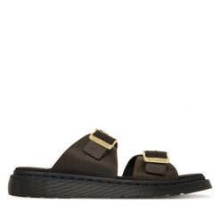 Klapki Dr. Martens. Brązowe klapki damskie Dr. Martens, bez wzorów, bez obcasa. Za 559.99 zł.