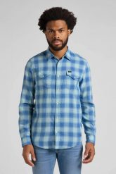 LEE CLEAN REG WESTERN MĘSKA KOSZULA W KRATĘ DŁUGI RĘKAW LOGO MINT BLUE L66ROAUD 112145391. Niebieskie koszule męskie Lee, l, bez wzorów, bez kołnierzyka, bez ramiączek. Za 139.99 zł.