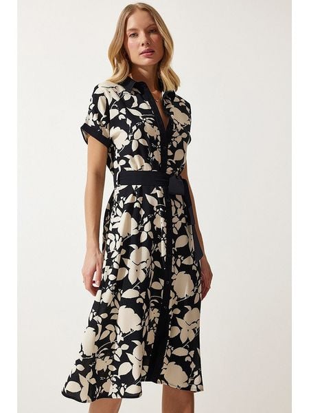 Happiness Istanbul Sukienka w kolorze czarno-kremowym rozmiar: 36. Brązowe sukienki damskie Happiness Istanbul, na co dzień, bez wzorów, z tkaniny, bez kołnierzyka, bez ramiączek, midi, proste. Za 134.85 zł.