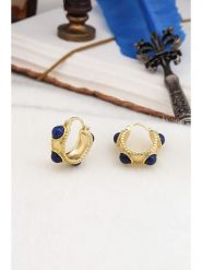 Pierres delicates Pozłacane kolczyki-kreole z lapis lazuli rozmiar: onesize. Niebieskie kolczyki damskie Pierres delicates, z lazurytem, pozłacane. Za 91.56 zł.