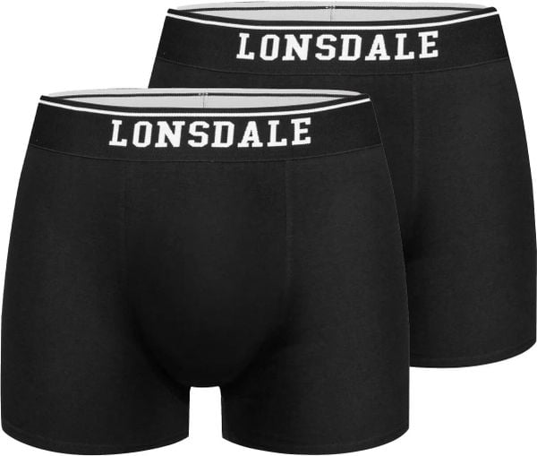 Bokserki męskie Lonsdale Oxfordshire, 2-pak, czarne. Czarne bokserki męskie Lonsdale, bez wzorów, z bawełny. Za 160.99 zł.